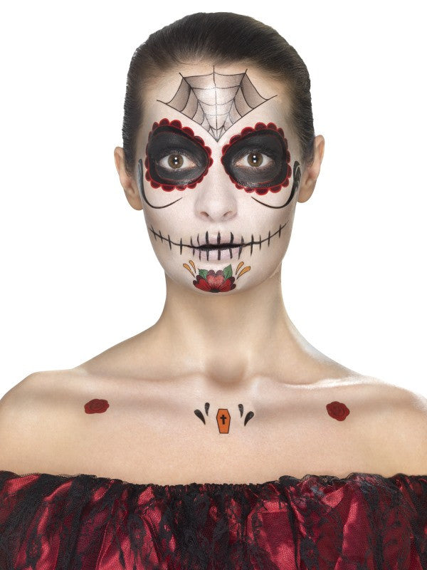 Kit Tatuajes y Maquillaje Catrina Rojo Kits de Maquillaje Smiffys