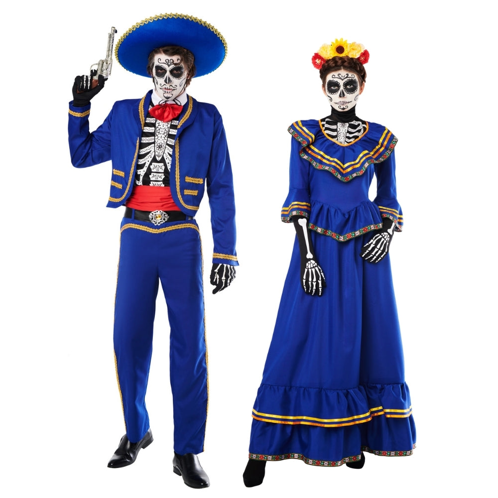 Disfraces en Pareja de Catrín y Catrina Azules Catrina Disfraces Simon