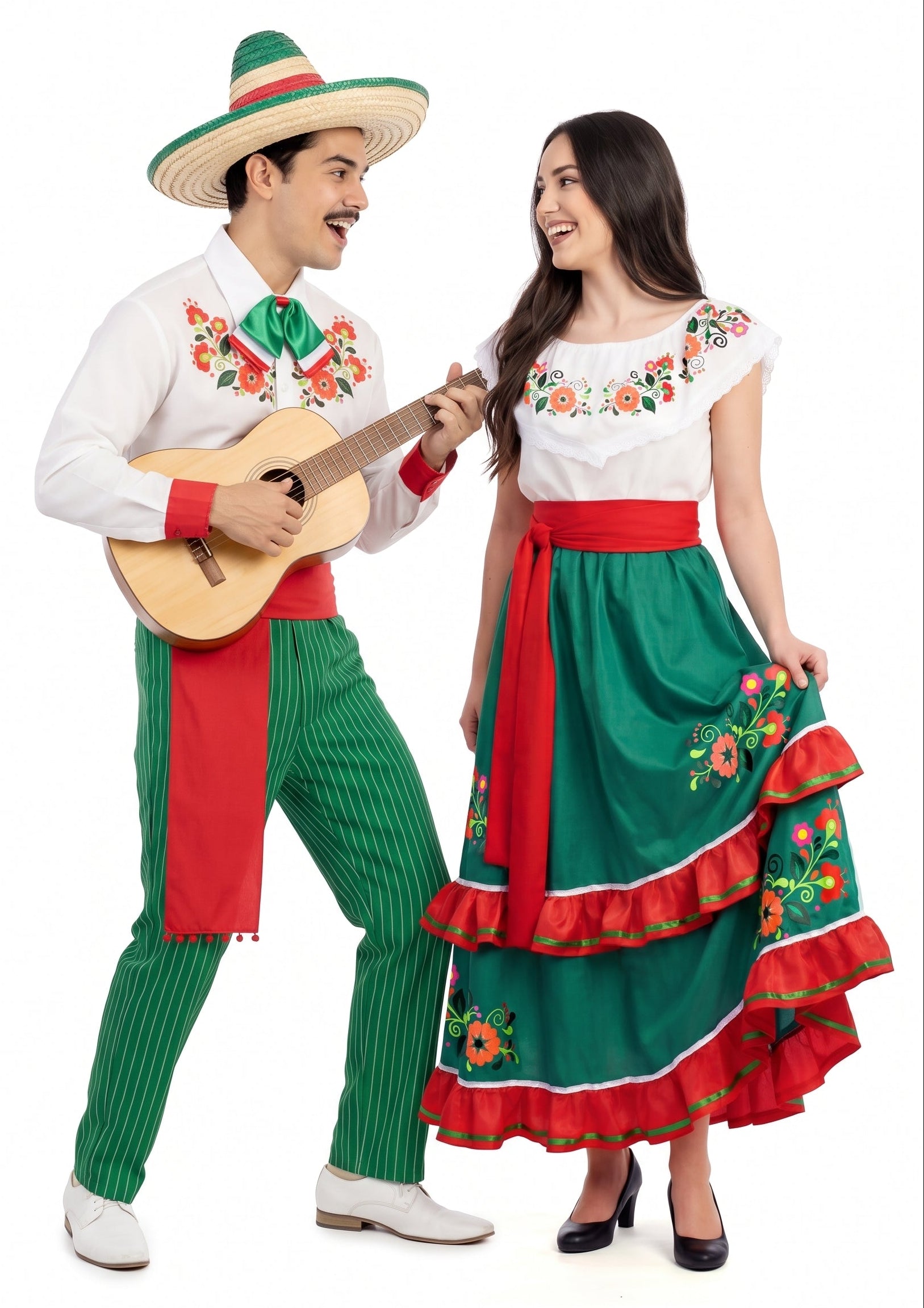 Disfraces en Pareja de Mexicano y Mexicana en Color Verde
