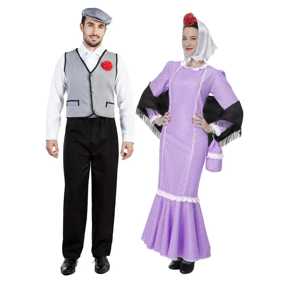 Disfraces en Pareja de Chulapo y Chulapa Castiza Morado Chulapos y Chulapas Disfraces Simon