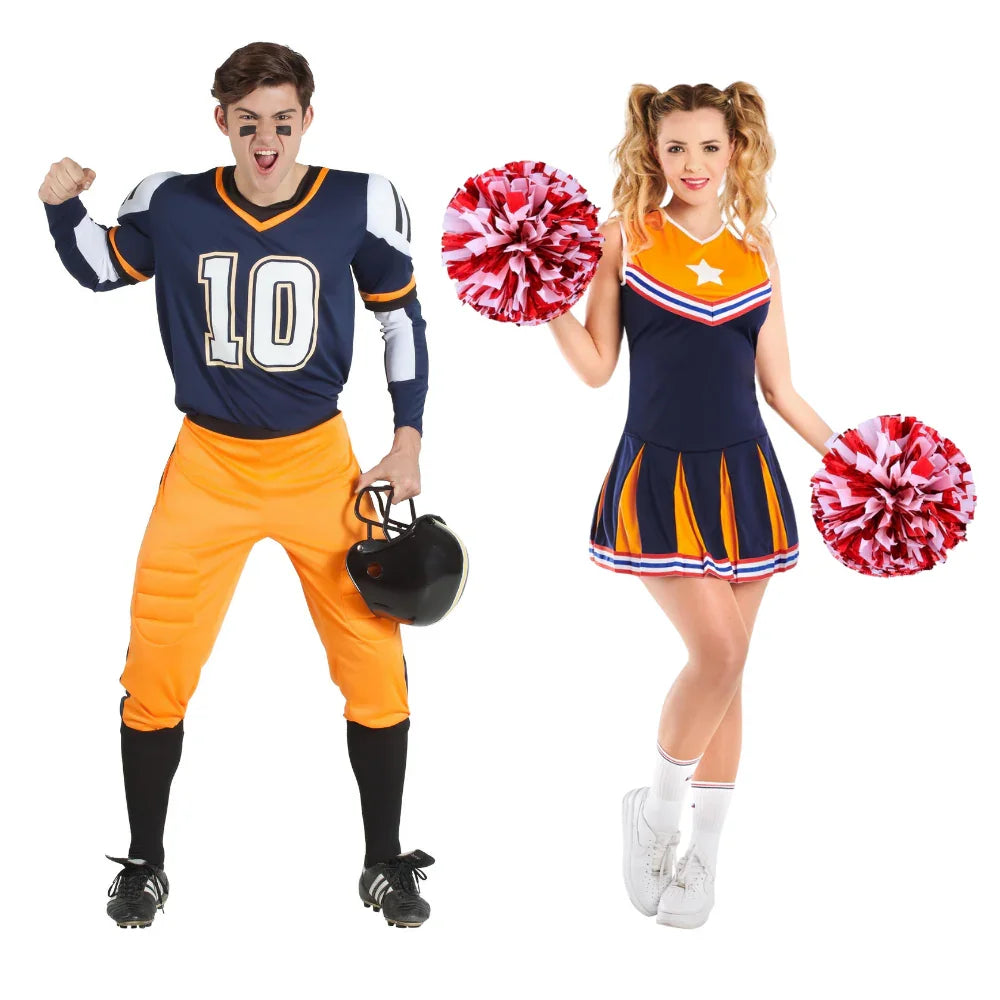 Disfraces en Pareja de Jugador de Rugby y Animadora Azul Deportes y Animadoras Disfraces Simon