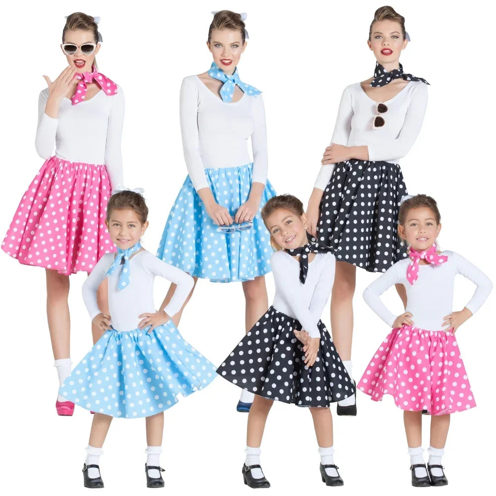 Disfraces para Grupo de Chica Años 50 con Lunares Grease - Años 40 y 50 Disfraces Simon