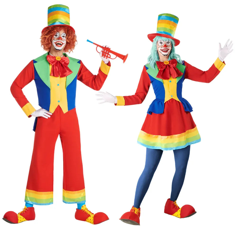 Disfraces en Pareja de Payaso Multicolor con Sombrero Payaso Disfraces Simon
