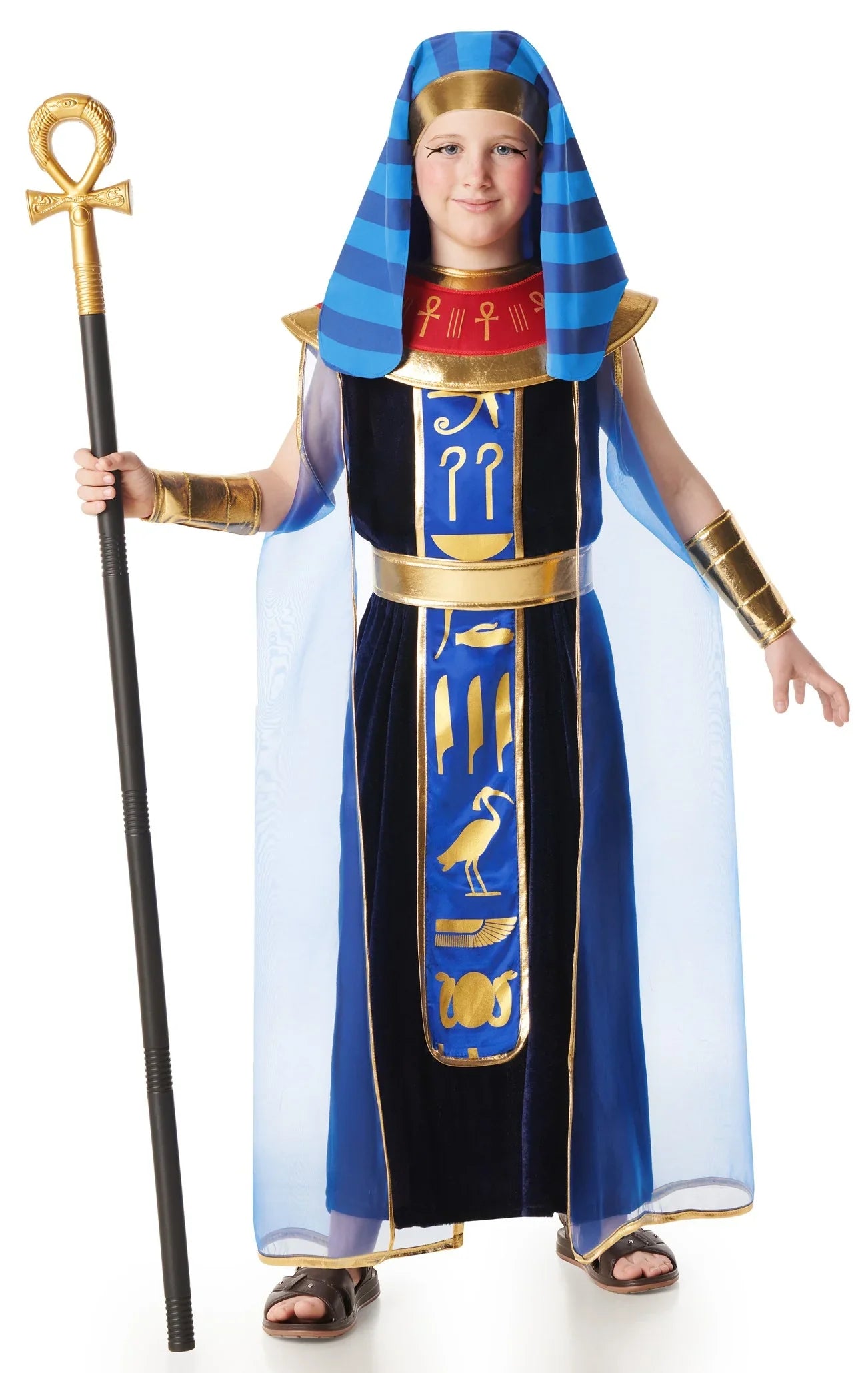 Disfraz de Faraón Egipcio Elegante Azul para Niño Egipcios Infantiles Kimokawaii