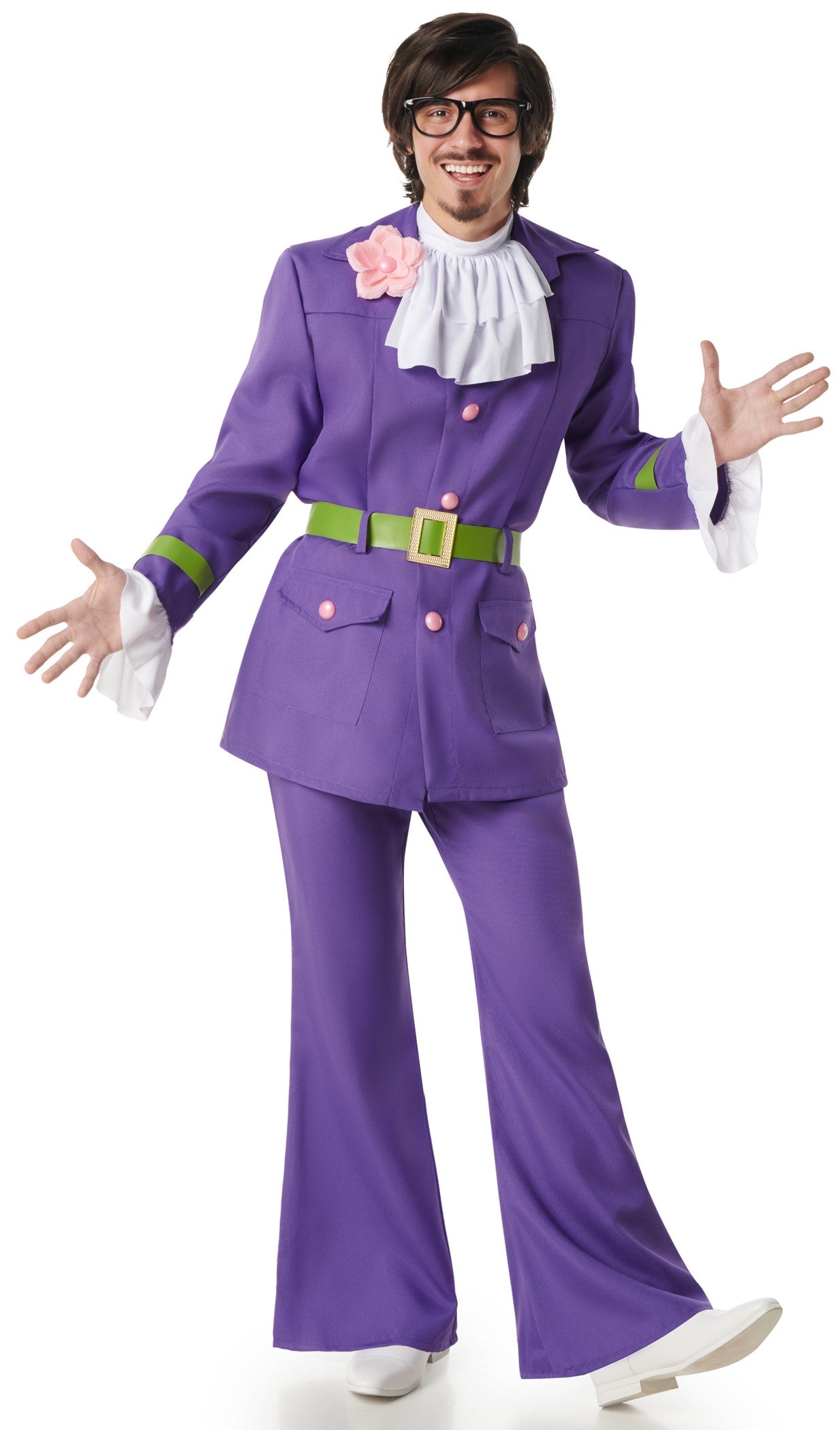 Disfraz de Austin Powers Años 70 Lila para Hombre Años 70 Kimokawaii
