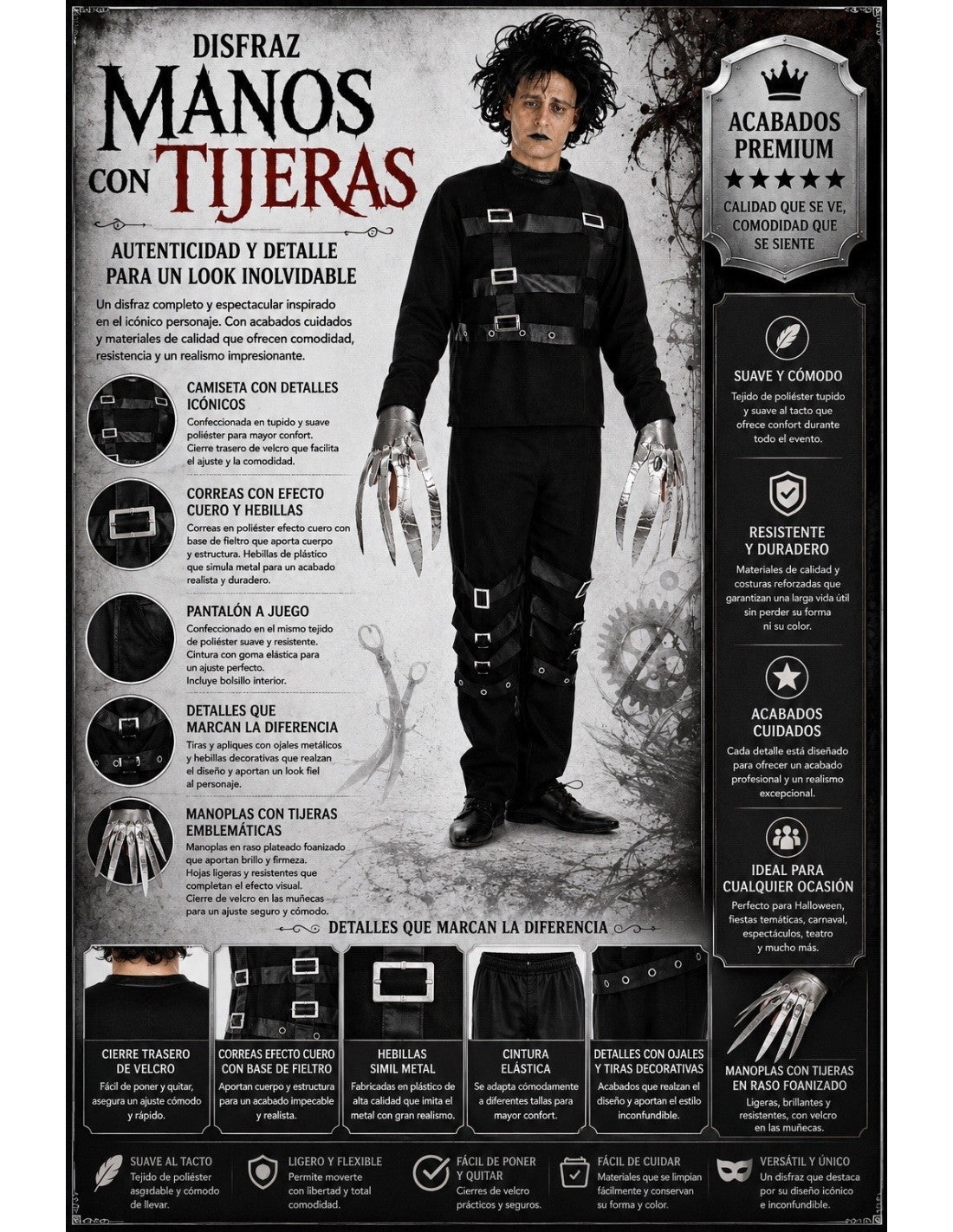 Disfraz de Eduardo Manostijeras para Hombre
