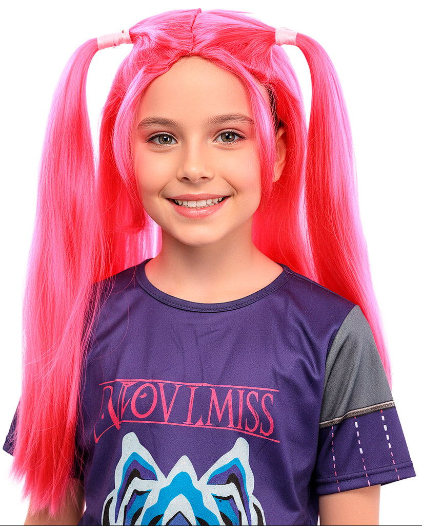 Peluca de Mira K-pop Rosa con Coletas Infantil