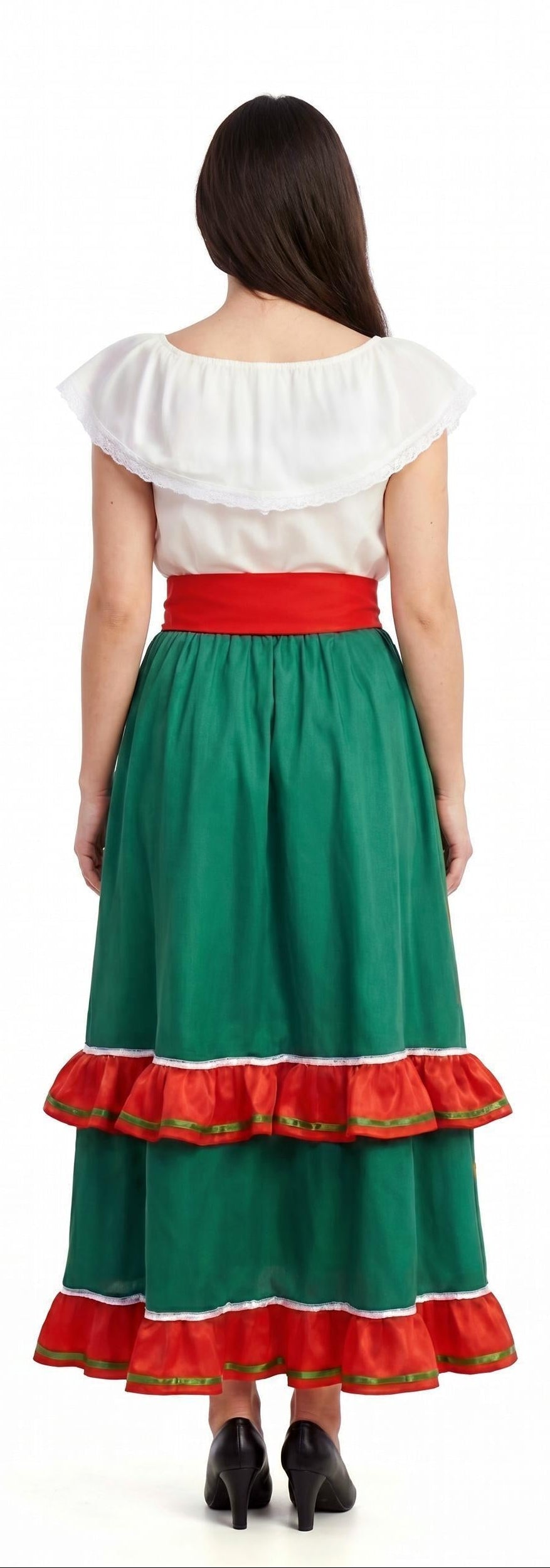 Disfraz Mexicana con Falda en Color Verde para Mujer