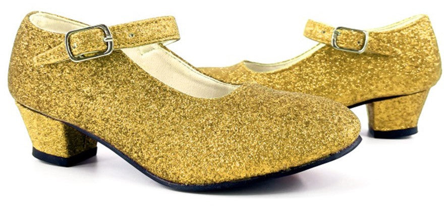 Glitter Zapatos De Sevillanas Para Niñas Zapatos De Tacón Dorados